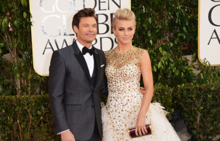 TV personality Ryan Seacrest (L) and dancer Julianne Hough arrive at the 70th Annual Golden Globe Awards