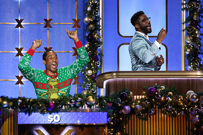 Coverage of the CBS Original Series HOLLYWOOD SQUARES, Season 2 scheduled to air on the CBS Television Network. Pictured: Co-Host Nate Burleson. Photo: Matthew Taplinger/CBS ©2025 CBS Broadcasting, Inc. All Rights Reserved.