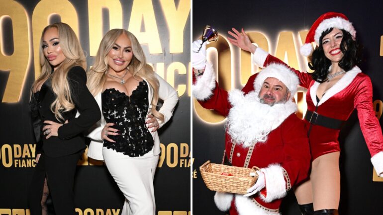 Darcey and Stacey Silva, Big Ed Brown at the '90 Day Fiance' holiday party