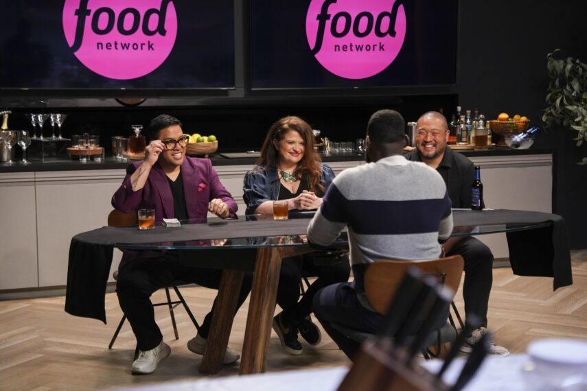 Arnold Myint, Alex Guarnaschelli, Kevin Lee compete on Wildcard Kitchen, hosted by Eric Adjepong