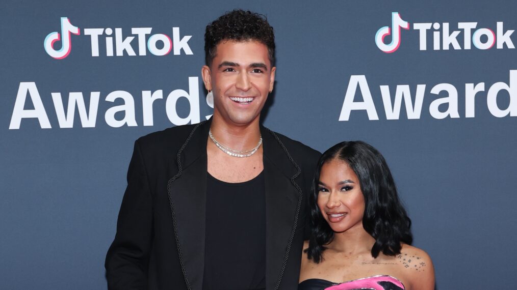 (L-R) Ezra Sosa and Jordan Chiles attend the TikTok Awards 2025 at Hollywood Palladium on December 18, 2025 in Los Angeles, California.