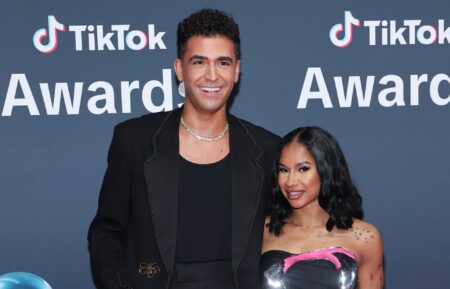 (L-R) Ezra Sosa and Jordan Chiles attend the TikTok Awards 2025 at Hollywood Palladium on December 18, 2025 in Los Angeles, California.