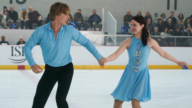 Cale Ambrozic as Brayden Elliot and Madelyn Keys as Adriana Russo in Finding Her Edge