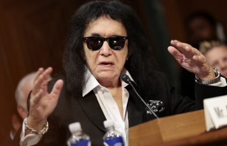 WASHINGTON, DC - DECEMBER 09: Gene Simmons, a founding member of the rock band KISS, testifies to a Senate Judiciary subcommittee on Capitol Hill on December 09, 2025 in Washington, DC. Simmons appeared at the Intellectual Property Subcommittee hearing on 