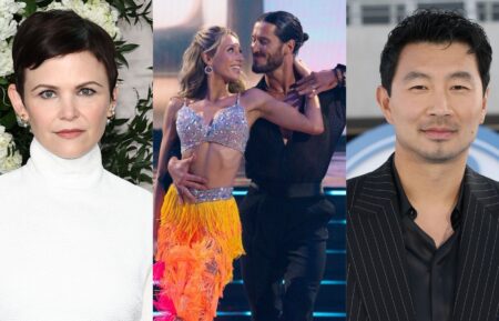 Ginnifer Goodwin attends the 2025 Disney Upfront at Javits Center on May 13, 2025 in New York City; Alix Earle and Val Chmerkovskiy on Season 34, Episode 11 of ABC's 'Dancing With the Stars'; Simu Liu attends The Fantastic Four: First Steps World Premiere at the Dorothy Chandler Pavilion in Los Angeles, California on July 21, 2025.
