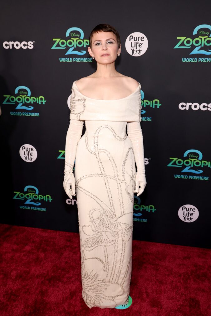 Ginnifer Goodwin attends the world premiere of Zootopia 2 at El Capitan Theatre on November 13, 2025 in Los Angeles, California.
