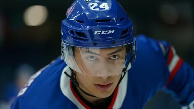 Hudson Williams as Shane Hollander in Episode 1 of 'Heated Rivalry' Season 1