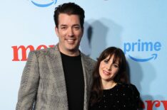Jonathan Scott and Zooey Deschanel attend the Los Angeles screening of Amazon Prime Video's 'Merv' at The Culver Theater on December 04, 2025 in Culver City, California.