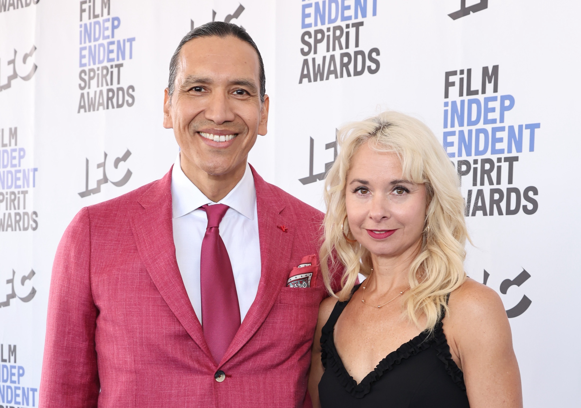 Michael Greyeyes and Nancy Latoszewski attend the 2022 Film Independent Spirit Awards on March 06, 2022 in Santa Monica, California.