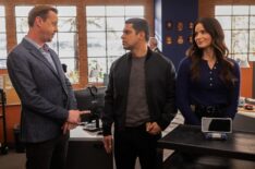Sean Murray as Timothy McGee, Wilmer Valderrama as Nick Torres, Katrina Law as Jessica Knight on Season 23, Episode 8, of CBS' 'NCIS,' December 9, 2025.