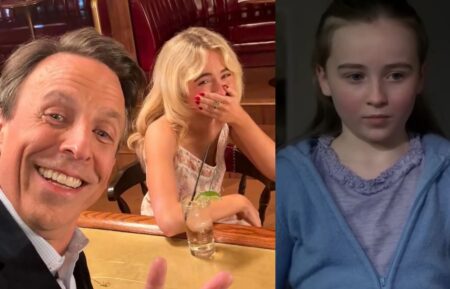 Seth Meyers and Sabrina Carpenter on the December 16, 2025, episode of NBC's 'Late Night With Seth Meyers'; Sabrina Carpenter on Season 12, Episode 12, of NBC's 'Law & Order: Special Victims Unit,' 2011.