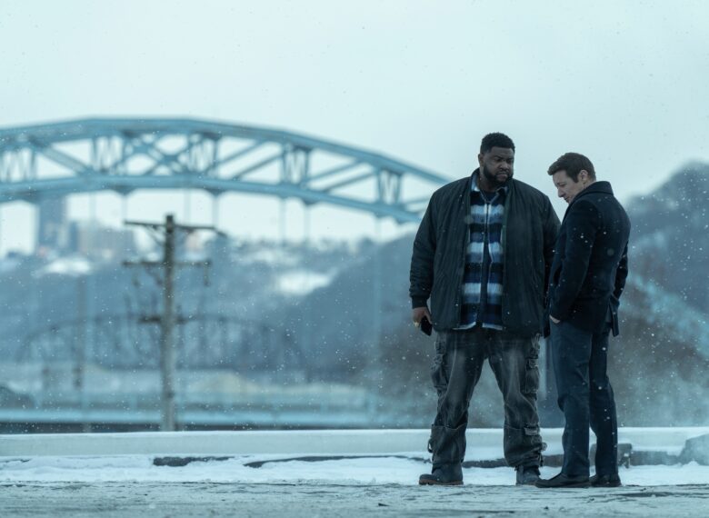 L-R: Tobi Bamtefa as Deverin "Bunny" Washington and Jeremy Renner as Mike McLusky in Mayor of Kingstown episode 2, season 4, streaming on Paramount+, 2025. Credit: Dennis P. Mong Jr./Paramount +