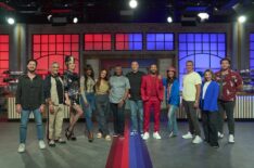 Celebrity contestants Val Chmerkovskiy, Reza Farahan, Manila Luzon, Amara La Negra, Lisa Barlow, Romeo Miller, Julie Brown, Ryan Lochte, Beverley Mitchell and CT Tamburello line up with hosts Jeff Mauro and Tiffany Derry, as seen on 'Worst Cooks in America,' Season 30, Food Network.