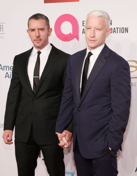Benjamin Maisani (L) and Journalist Anderson Cooper (R) attend Elton John AIDS Foundation's 14th Annual An Enduring Vision Benefit