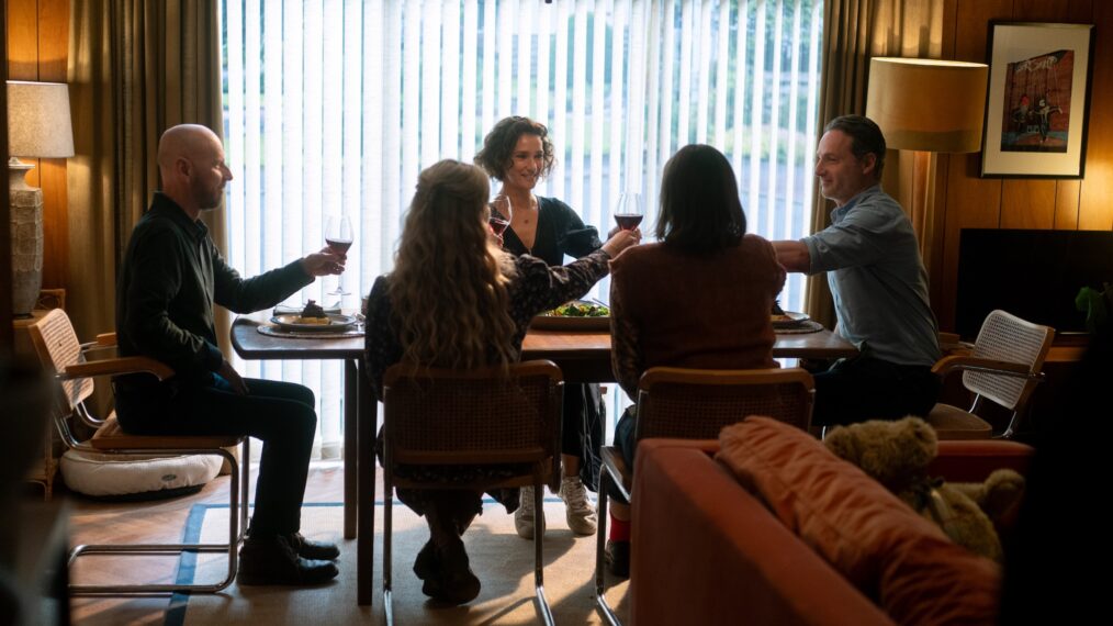 Ewen Bremner as Tommy, Eve Myles as Rebecca, Indira Varma as Fiona,Abigail Lawrie as Moira-Jane and Andrew Lincoln as John — 'Coldwater'