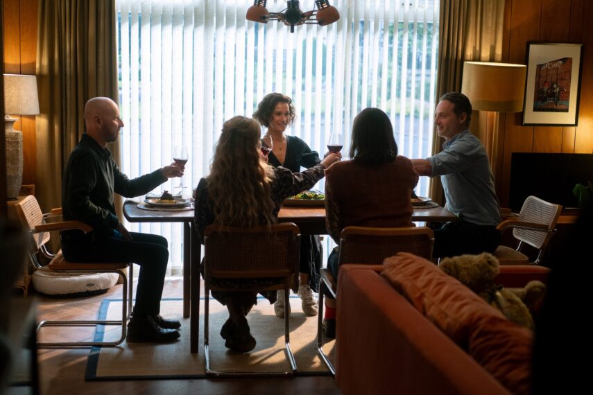 Ewen Bremner as Tommy, Eve Myles as Rebecca, Indira Varma as Fiona,Abigail Lawrie as Moira-Jane and Andrew Lincoln as John — 'Coldwater'