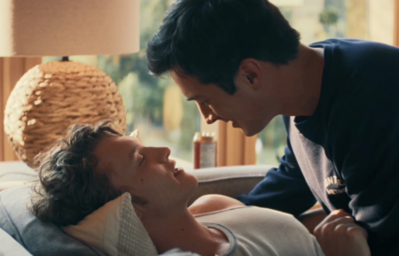 Connor Storrie and Hudson Williams as Ilya and Shane in the 'Heated Rivalry' Season 1 finale