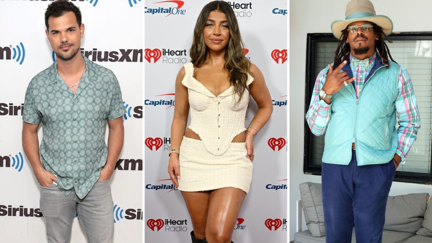 Taylor Lautner visits SiriusXM at SiriusXM Studios on May 17, 2023 in New York, Gia Giudice attends the 2025 iHeartRadio Music Festival at T-Mobile Arena, Cam Newton attends the BET Awards Media House on June 29, 2024