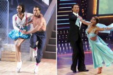 (left) Toni Braxton with Val Chmerkovskiy on 'Dancing with the Stars' Season 21, (right) Toni Braxton with Alec Mazo on Season 7