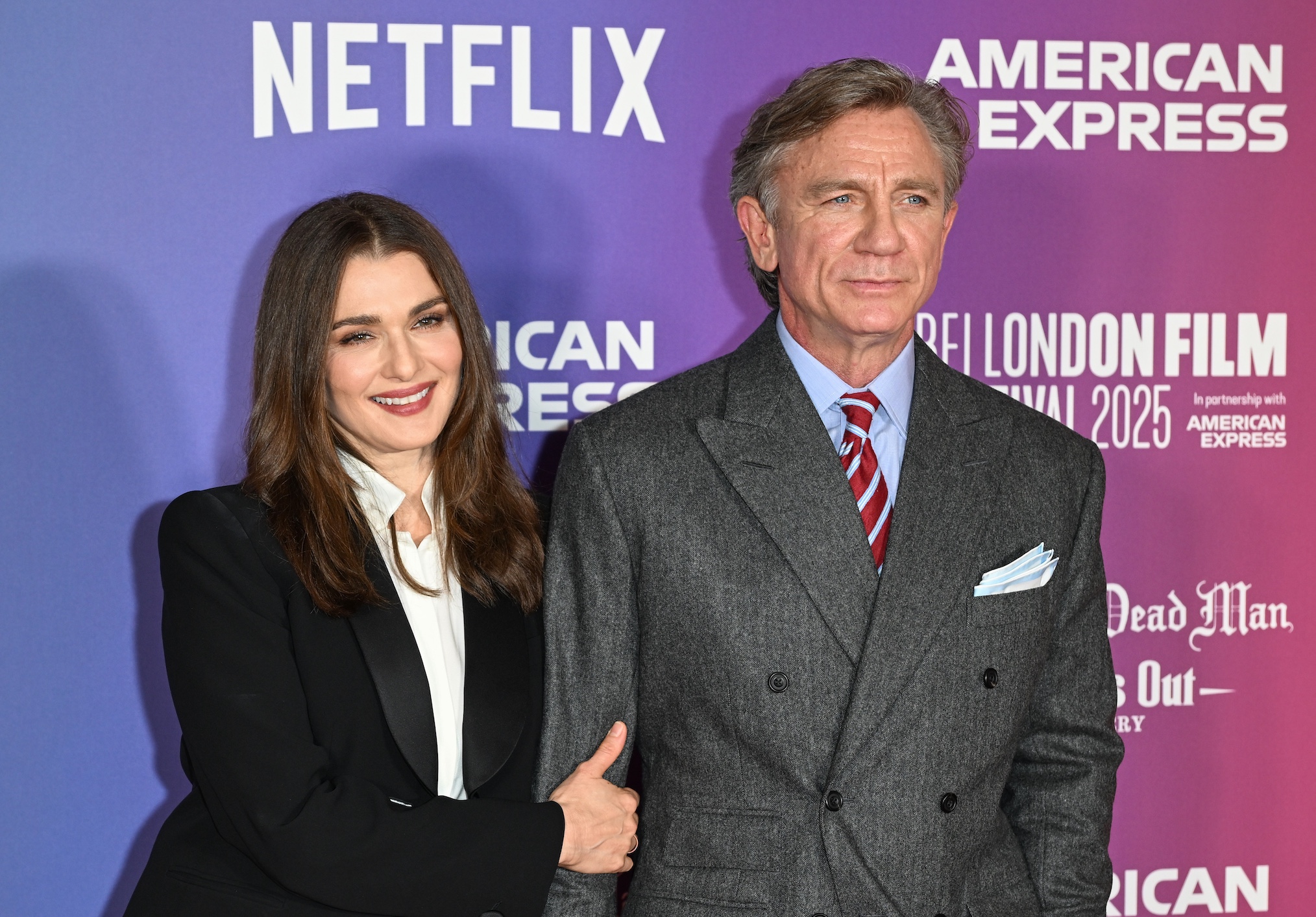 Rachel Weisz and Daniel Craig attend the 'Wake Up Dead Man: A Knives Out Mystery' opening gala during the 69th BFI London Film Festival at The Royal Festival Hall on October 08, 2025 in London, England.