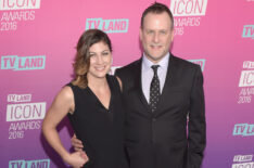 Dave Coulier (R) and Melissa Bring attend 2016 TV Land Icon Awards at The Barker Hanger on April 10, 2016 in Santa Monica, California