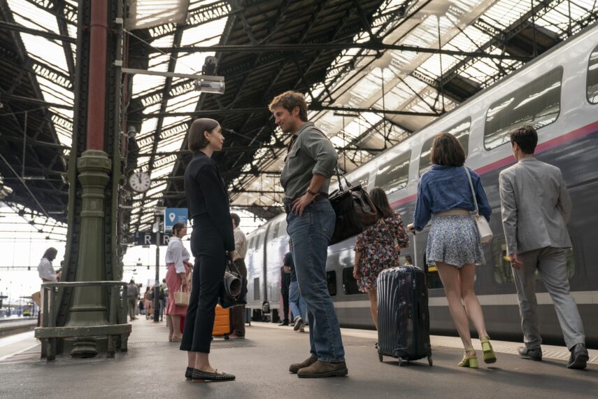 Emily in Paris. (L to R) Lily Collins as Emily, Lucas Bravo as Gabriel in Emily in Paris