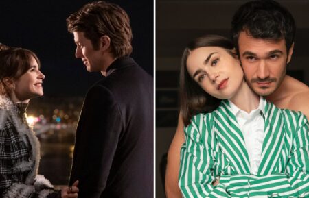 Lily Collins with Lucas Bravo and Eugenio Franceschini