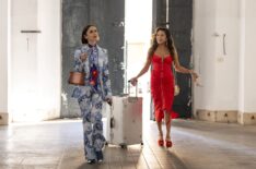 Lily Collins as Emily, Ashley Park as Mindy in Emily in Paris