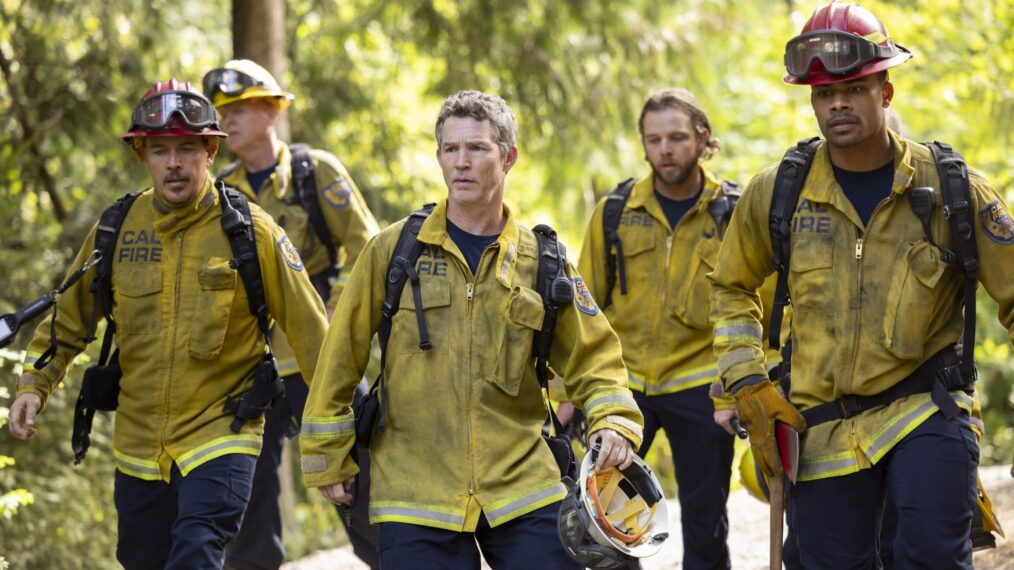 Kevin Alejandro as Manny Perez, Shawn Hatosy as Brett Richards, and Jordan Calloway as Jake Crawford — 'Fire Country' Season 4 Episode 3 'The Tiny Ways We Start to Heal'