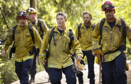Kevin Alejandro as Manny Perez, Shawn Hatosy as Brett Richards, and Jordan Calloway as Jake Crawford — 'Fire Country' Season 4 Episode 3 