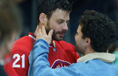 Robbie G.K. and Francois Arnaud in 'Heated Rivalry' Season 1 Episode 5