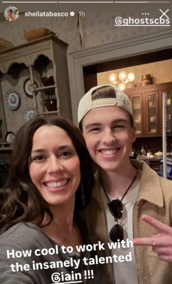 Sheila Carrasco and Iain Armitage behind the scenes of 'Ghosts' Season 5