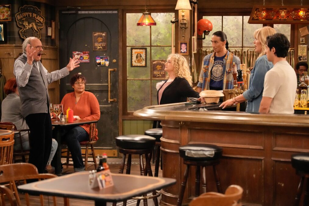 Christopher Llloyd, Carol Kane, Tokala Black Elk, Melissa Peterman, and Pablo Castelblanco in 'Happy's Place' Season 2