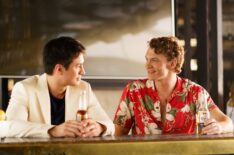 Hudson Williams as Shane Hollander and Connor Storrie as Ilya Rozanov in 'Heated Rivalry' Season 1