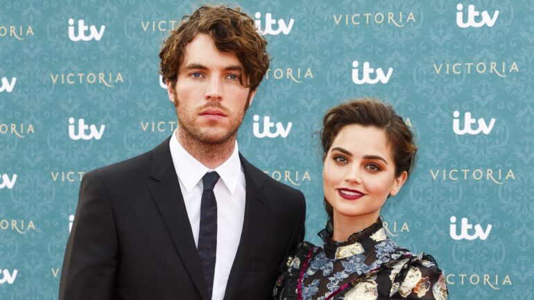 Tom Hughes and Jenna Coleman arrive for the premiere screening of ITV's Victoria at The Orangery on August 11, 2016 in London, England.