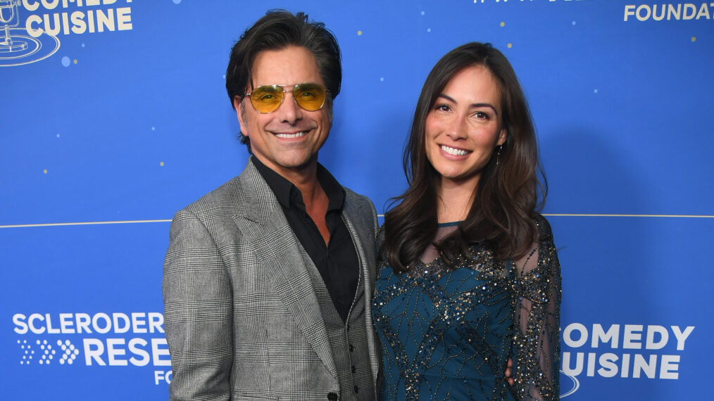 John Stamos and Caitlin McHugh attend Cool Comedy Hot Cuisine Benefitting The Scleroderma Research Foundation at Fairmont Century Plaza on October 29, 2024 in Los Angeles, California