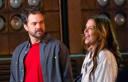 Joshua Jackson and Katie Holmes are seen on set of 