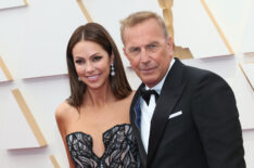 Christine Baumgartner and Kevin Costner attend the 94th Annual Academy Awards at Hollywood and Highland on March 27, 2022 in Hollywood, California.