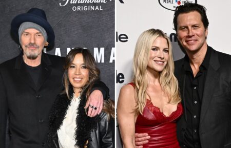 Billy Bob Thornton and Connie Angland attend the Landman S2 Premiere at Alice Tully Hall on November 11, 2025 in New York City; Ali Larter and Hayes MacArthur attend the PEOPLE And InStyle Drive-By F1 Party at the Lavo Restaurant at The Palazzo Las Vegas on November 21, 2025 in Las Vegas, Nevada.