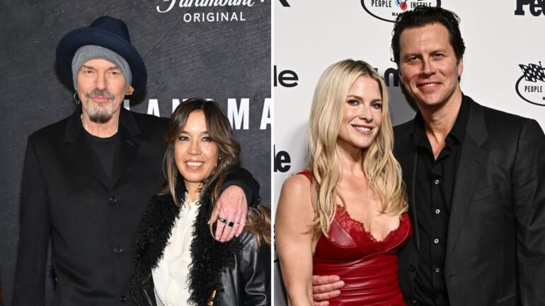 Billy Bob Thornton and Connie Angland attend the Landman S2 Premiere at Alice Tully Hall on November 11, 2025 in New York City; Ali Larter and Hayes MacArthur attend the PEOPLE And InStyle Drive-By F1 Party at the Lavo Restaurant at The Palazzo Las Vegas on November 21, 2025 in Las Vegas, Nevada.