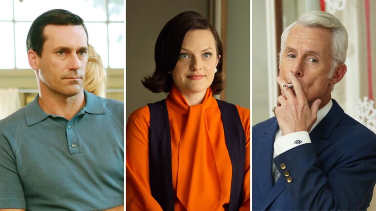 Jon Hamm, Elisabeth Moss, and John Slattery in 'Mad Men'