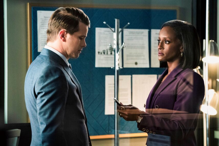 Jason Ritter as Julian and Skye P. Marshall as Olympia in 'Matlock' Season 2 Episode 9, 'Collateral'