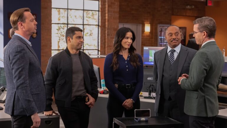 Sean Murray as Timothy McGee, Wilmer Valderrama as Nick Torres, Katrina Law as Jessica Knight, Rocky Carroll as Leon Vance, and Brian Dietzen as Jimmy Palmer — 'NCIS' Season 23 Episode 8 "Stolen Moments"