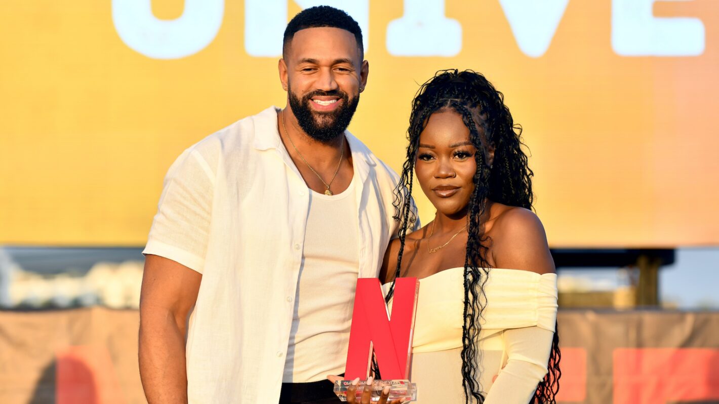 Ollie Sutherland and AD Smith are seen onstage during Netflix Summer Break at Santa Monica Pier on July 17, 2025 in Santa Monica, California