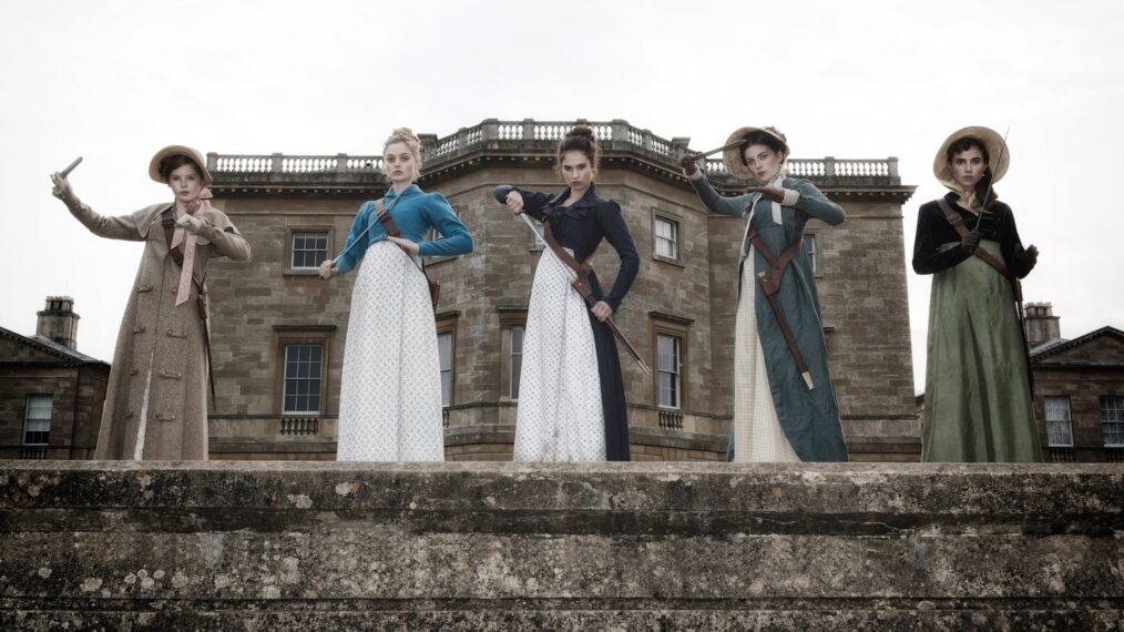 Ellie Bamber, Bella Heathcote, Lily James, Millie Brady, Suki Waterhouse in 'Pride and Prejudice and Zombies'