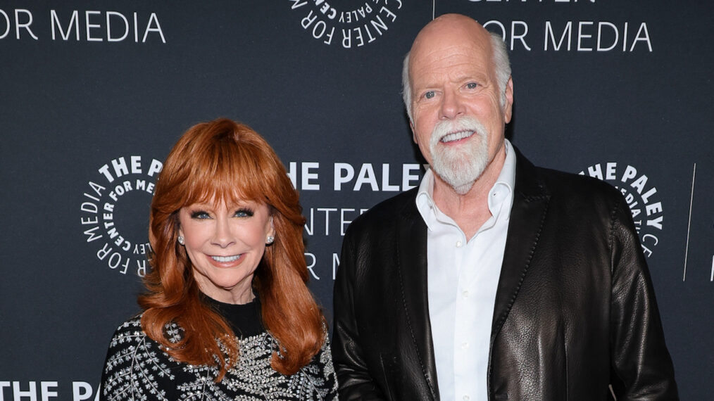 Reba McEntire and Rex Linn arrive during the annual Paley Honors Fall Gala at The Beverly Hilton on November 10, 2025 in Beverly Hills, California.