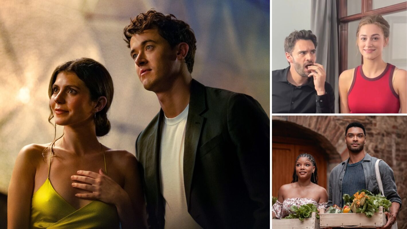 Emily Bader and Tom Blyth in 'People We Meet on Vacation,' Tom Bateman and Lili Reinhart; Halle Bailey and Rege-Jean Page in 'You, Me & Tuscany'