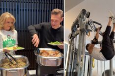 Ryan Seacrest and Vanna White (left) eating on 'Wheel of Fortune', Seacrest (right) working out