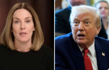 Sharyn Alfonsi and Donald Trump