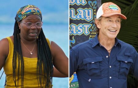 Kristina Mills and Jeff Probst in 'Survivor 49'